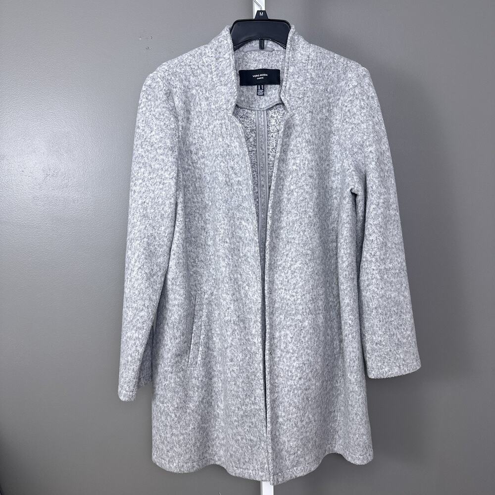 Vero Moda Curve US Size 16 Open Snap Front Longline Coatigan Jacket Heather Gray